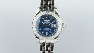 GENTLEMEN'S BREITLING CHRONOMETRE STAINLESS STEEL REF. A49350, circular blue dial baton hour