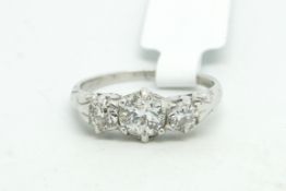 Three stone diamond ring, old cut diamonds, weighing an estimated total of 0.75ct, estimated