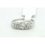 Three stone diamond ring, old cut diamonds, weighing an estimated total of 0.75ct, estimated