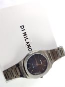 GENTLEMEN'S D1 MILANO ULTRA THIN WRISTWATCH w/ BOX, grey dial in a grey stainless steel case with
