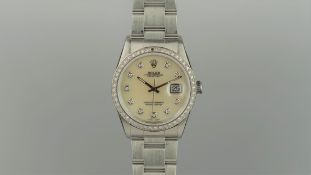 GENTLEMEN'S ROLEX OYSTER PERPETUAL DATEJUST, circular mother of pearl dial set with diamond and a