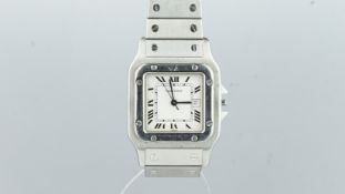 MID SIZE CARTIER SANTOS REF. 30638, off white dial, Roman numerals, date aperture, automatic