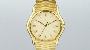 GENTLEMEN'S EBEL 18CT GOLD REF. 883903, honeycomb dial, Roman numerals, date aperture, 18ct gold