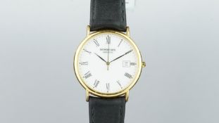 GENTLEMEN'S RAYMOND WEIL GENEVE WRISTWATCH, white dial, Roman numerals, date aperture, quartz.