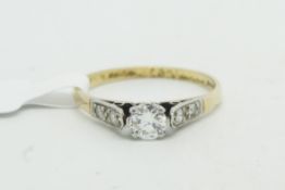 Single stone diamond ring, central transitional cut diamond weighing an estimated 0.20ct,