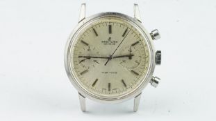 GENTLEMEN'S BREITLING TOP TIME STAINLESS STEEL VINTAGE CHRONOGRAPH, circular silver twin register