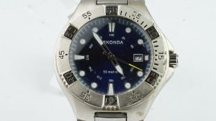 GENTLEMEN'S SEKONDA 50 WRISTWATCH REF. 3098AKV, navy dial, luminous dot hour markers, date aperture,