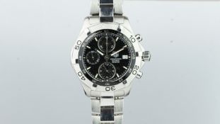 GENTLEMEN'S TAG HEUER AQUARACER CHRONOGRAPH, black dial, triple register, date aperture, heavy