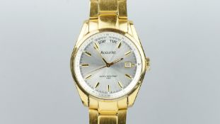 GENTLEMEN'S ACCURIST DAY DATE WRISTWATCH REF. MB706, silver dial, day date aperture, gold plated,