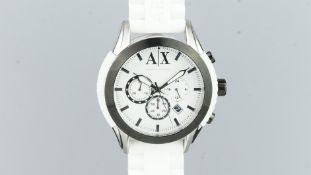 GENTLEMEN'S ARMANI EXCHANGE CHRONOGRAPH, white dial, triple register, date aperture, rubber and