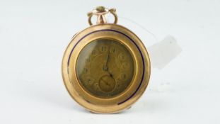 VINTAGE UNKNOWN 14CT ROSE GOLD POCKET WATCH, circular aged dial with Arabic numerals and gun metal