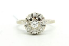 Diamond cluster ring, round brilliant cut diamonds, set in 18ct yellow gold, ring size L1/2