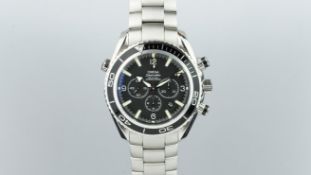 GENLEMEN'S OMEGA SEAMASTER CO-AXIAL STAINLESS STEEL CHRONOGRAPH, circular black triple register dial