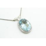Aquamarine and diamond pendant, large oval cut aquamarine weighing an estimated 30.00ct,
