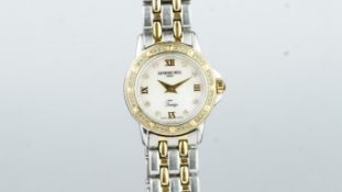 LADIES' RAYMOND WEIL DIAMOND DIAL WRITWATCH REF. 5860, mother of pearl dial, diamond set, steel