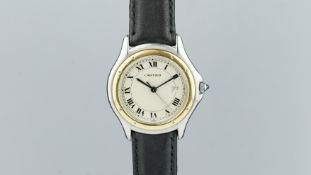 CARTIER BI COLOUR WRISTWATCH REF. 187904, off white dial, date aperture at 3, 34mm steel and gold,