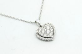 Diamond set heart pendant, fifty-five round brilliant cut diamonds weighing an estimated total of