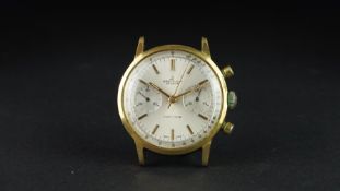 GENTLEMEN'S BREITLING TOP TIME GOLD PLATED CHRONOGRAPH WRISTWATCH, circular silver twin register