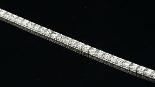 Art Deco diamond tennis bracelet, forty-three old cut diamonds, weighing an estimated total of 4.