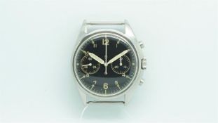 Gents Hamilton 'Crows Foot' Military Chronograph Wristwatch, circular black twin register dial