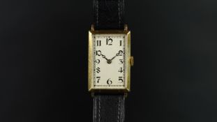 GENTLEMEN'S VINTAGE UNKNOWN GOLD WRISTWATCH, rectangular off white dial with gothic Arabic