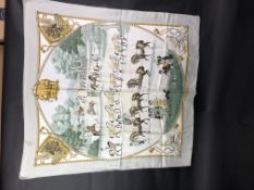 Hermes Presentation De Chevavx 100& Sillk 1642 Horse Print Scarf. Approximately 88x91cm