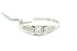 Single stone diamond ring, central transitional cut diamond weighing an estimated 0.20ct,