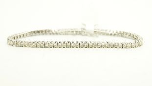 Diamond tennis line bracelet, seventy-three princess cut diamonds, weighing an estimated total of