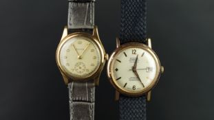 PAIR OF VINTAGE WRISTWATCHES HELVETIA & ALAINE, Helvetia - circular aged dial with Arabic