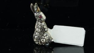 Victorian diamond hare brooch, designed as a sitting hare, set with old and rose cut diamonds,