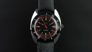 GENTLEMEN'S CAMY GENEVA DIVERS WATCH, circular black dial with multiple coloured hour markers and