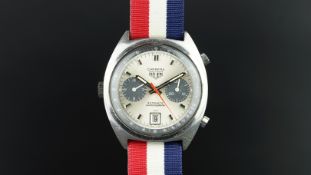 GENTLEMEN'S HEUER CARRERA CHRONOGRAPH REF. 1153, circular silver twin register dial with baton