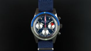 GENTLEMEN'S JACQUES MONNAT CHRONOGRAPH NOS WRISTWATCH, circular blue triple register dial with