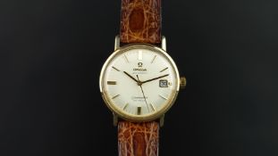 GENTLEMEN'S OMEGA SEAMASTER DE VILLE WRISTWATCH, circular silver dial with gold baton hour markers