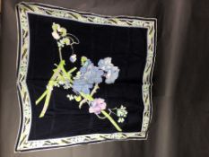 Leonard Navy Floral Silk Square Scarf. Approximately 83x94cm