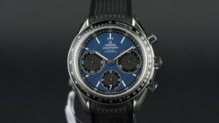 GENTLEMEN'S OMEGA SPEEDMASTER CO AXIAL, circular blue triple register dial with a date aperture at