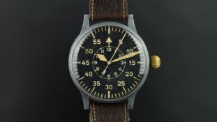 MILITARY LACO B UHR PILOTS WATCH & X1 COMPUS, circular black dial with multiple metres with Arabic
