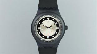 LIMITED EDITION SWATCH X HODINKEE WRISTWATCH, circular silver dial with dot hour markers and a