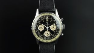 GENTLEMEN'S BREITLING NAVITIMER 806 CHRONOGRAPH WRISTWATCH, circular black triple register dial aged