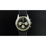 GENTLEMEN'S BREITLING NAVITIMER 806 CHRONOGRAPH WRISTWATCH, circular black triple register dial aged