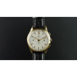 RARE GENTLEMEN'S ZENITH 18CT GOLD VINTAGE CHRONOGRAPH, circular white twin register dial with gold