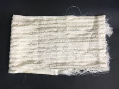 Chloe ivory silk Seersucker fringed scarf, original box and label
