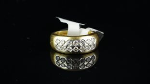 Two row diamond half eternity ring, round brilliant cut diamonds weighing an estimated total of 0.