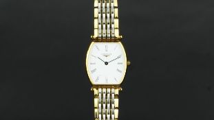 LONGINES ladies' Le Grande Classic wristwatch REF. LA2082, white dial, Roman numerals, 20mm gold