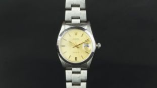 VINTAGE GENTLEMEN'S ROLEX OYSTER DATE PRECISION REF 6694, gold coloured dial, stainless steel case