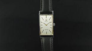 GENTLEMEN'S OMEGA DE VILLE WRISTWATCH, white dial on a later leather strap with Omega buckle, manual