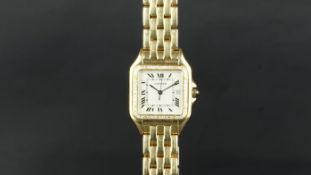 CARTIER 18CT DIAMOND SET PANTHERE, square dam with Roman numerals, diamond set bezel, 27mm 18ct gold