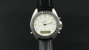 GENTLEMEN'S BREITLING PLUTON WRISTWATCH REF. A51037, quartz movement, cream analog and digital