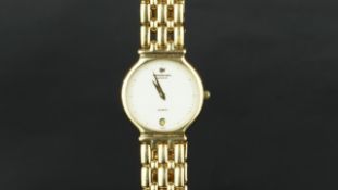 LADIES' RAYMOND WEIL WRISTWATCH REF 9125. 18CT gold plated case and bracelet, white dial 28mm