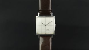 VINTAGE GIRARD PERREGAUX, square dial with grid design, silvered hands,29mm stainless steel case,